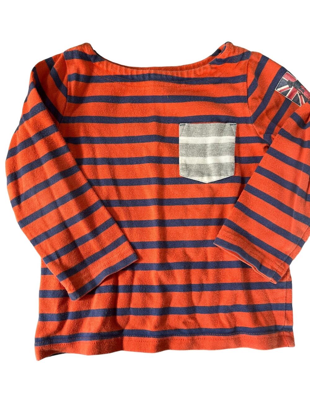 Mini Boden Orange And Blue Stripe Shirt size 2-3
